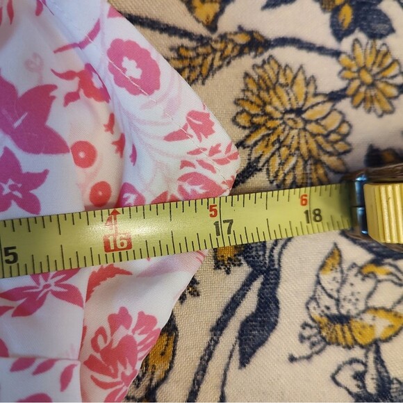 Pink Floral Tiered Ruffle Sundress Adjustable Straps Empire Waist Size Medium - Picture 7 of 9